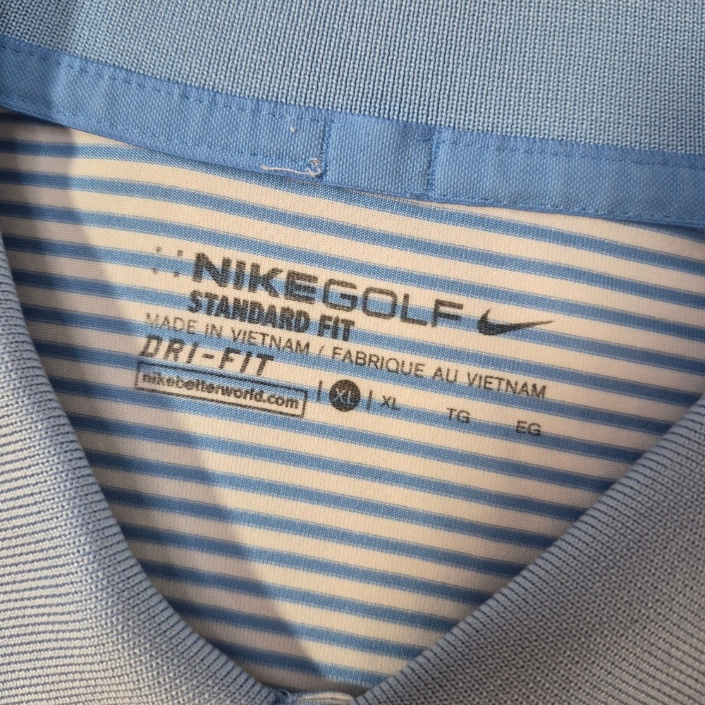 Ole Miss Rebels Nike Golf Mens XL Standard Dri-FIT Blue Striped Polo Shirt - Picture 3 of 10